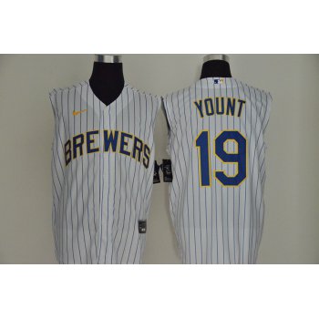 Men's Milwaukee Brewers #19 Robin Yount White 2020 Cool and Refreshing Sleeveless Fan Stitched MLB Nike Jersey