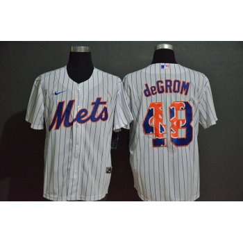 Men's New York Mets #48 Jacob deGrom White Team Logo Stitched MLB Cool Base Nike Jersey