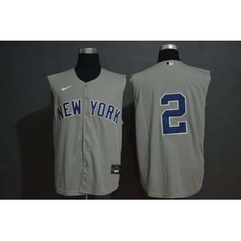 Men's New York Yankees #2 Derek Jeter Grey 2020 Cool and Refreshing Sleeveless Fan Stitched MLB Nike Jersey