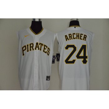 Men's Pittsburgh Pirates #24 Chris Archer White 2020 Cool and Refreshing Sleeveless Fan Stitched MLB Nike Jersey