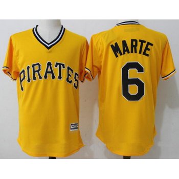 Men's Pittsburgh Pirates #6 Starling Marte Yellow Stitched MLB Majestic Cool Base Jersey