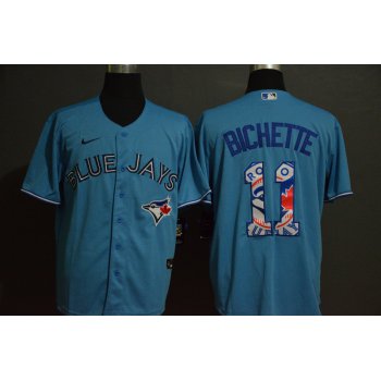 Men's Toronto Blue Jays #11 Bo Bichette Light Blue Team Logo Stitched MLB Cool Base Nike Jersey