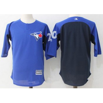 Men's Toronto Blue Jays #20 Josh Donaldson Royal Blue Navy Collection On-Field 34-Sleeve Stitched MLB Majestic Batting Practice Jersey