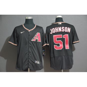 Men's Arizona Diamondbacks #51 Randy Johnson Black Stitched Nike MLB Flex Base Jersey