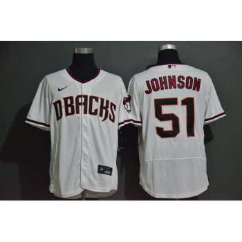 Men's Arizona Diamondbacks #51 Randy Johnson White Stitched Nike MLB Flex Base Jersey