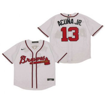 Men's Atlanta Braves #13 Ronald Acuna Jr. White Stitched MLB Cool Base Nike Jersey