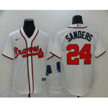 Men's Atlanta Braves #24 Deion Sanders White Stitched MLB Cool Base Nike Jersey