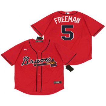 Men's Atlanta Braves #5 Freddie Freeman Red Stitched MLB Cool Base Nike Jersey