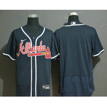 Men's Atlanta Braves Blank Navy Blue Stitched MLB Flex Base Nike Jersey