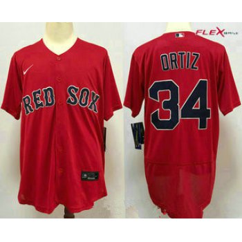 Men's Boston Red Sox #34 David Ortiz Red Stitched MLB Flex Base Nike Jersey