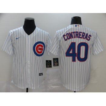 Men's Chicago Cubs #40 Willson Contreras White Stitched MLB Cool Base Nike Jersey