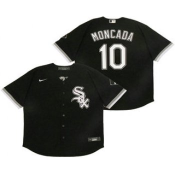 Men's Chicago White Sox #10 Yoan Moncada Black Stitched MLB Cool Base Nike Jersey