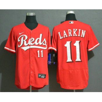 Men's Cincinnati Reds #11 Barry Larkin Red Stitched MLB Flex Base Nike Jersey