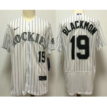 Men's Colorado Rockies #19 Charlie Blackmon White Stitched MLB Flex Base Nike Jersey