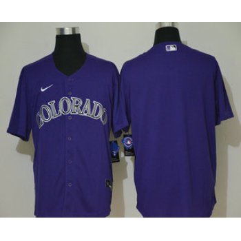 Men's Colorado Rockies Blank Purple Stitched MLB Cool Base Nike Jersey