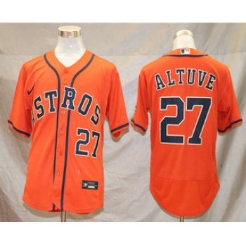 Men's Houston Astros #27 Jose Altuve Orange Stitched MLB Flex Base Nike Jersey