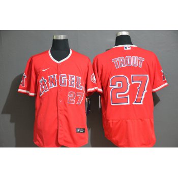 Men's Los Angeles Angels #27 Mike Trout Red Stitched MLB Flex Base Nike Jersey