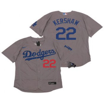 Men's Los Angeles Dodgers #22 Clayton Kershaw Gray Alternate Stitched MLB Flex Base Nike Jersey