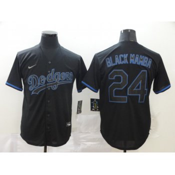 Men's Los Angeles Dodgers #24 Kobe Bryant Black Mamba Lights Out Black Fashion Stitched MLB Cool Base Nike Jersey