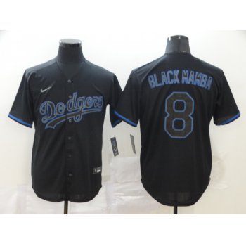 Men's Los Angeles Dodgers #8 Kobe Bryant Black Mamba Lights Out Black Fashion Stitched MLB Cool Base Nike Jersey