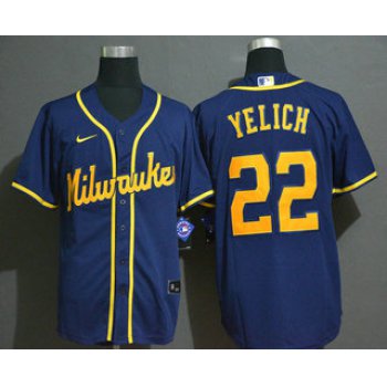 Men's Milwaukee Brewers #22 Christian Yelich Light Blue Stitched MLB Cool Base Nike Jersey