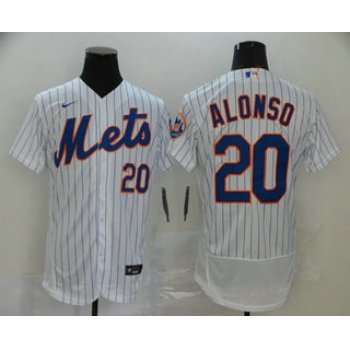 Men's New York Mets #20 Pete Alonso White Stitched MLB Flex Base Nike Jersey