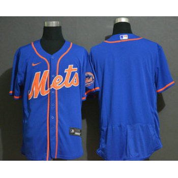 Men's New York Mets Blank Blue Stitched MLB Flex Base Nike Jersey