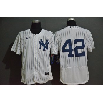 Men's New York Yankees #42 Mariano Rivera White Home No Name Stitched MLB Flex Base Nike Jersey