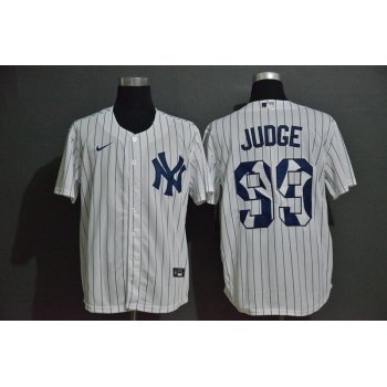 Men's New York Yankees #99 Aaron Judge White Team Logo Stitched MLB Cool Base Nike Jersey