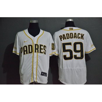 Men's San Diego Padres #59 Chris Paddack White With Gold Stitched MLB Flex Base Nike Jersey