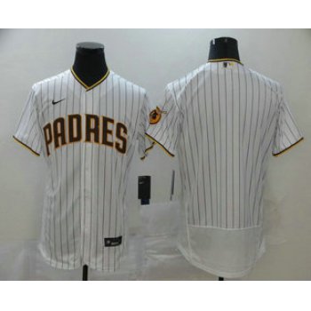 Men's San Diego Padres Blank White Pinstripe Stitched MLB Flex Base Nike Jersey