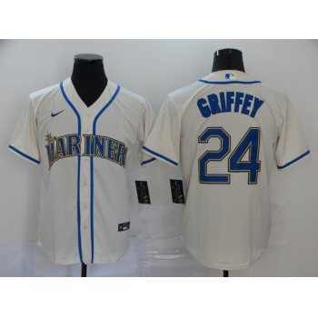 Men's Seattle Mariners #24 Ken Griffey Jr. Cream Stitched MLB Cool Base Nike Jersey