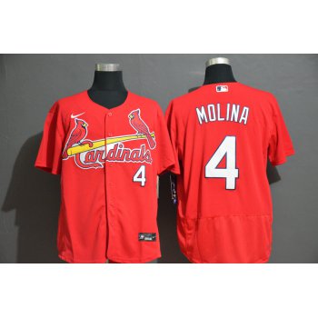 Men's St. Louis Cardinals #4 Yadier Molina Red Stitched MLB Flex Base Nike Jersey