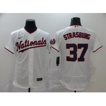 Men's Washington Nationals #37 Stephen Strasburg White Stitched MLB Flex Base Nike Jersey