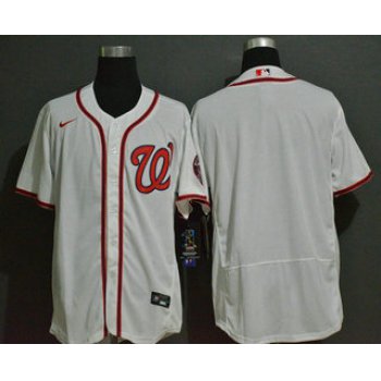 Men's Washington Nationals Blank White Stitched MLB Flex Base Nike Jersey