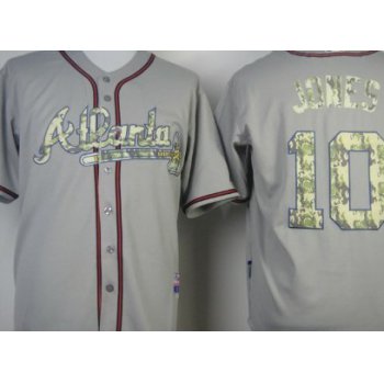 Atlanta Braves #10 Chipper Jones Gray With Camo Jersey