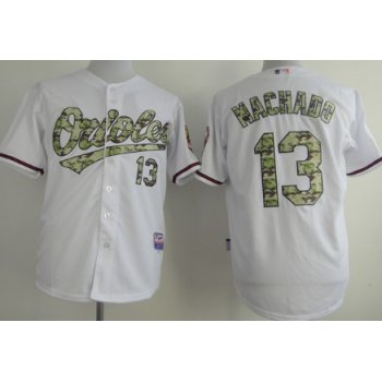 Baltimore Orioles #13 Manny Machado White With Camo Jersey