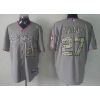 LA Angels of Anaheim #27 Mike Trout Gray With Camo Jersey