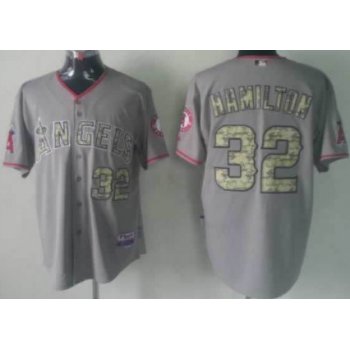 LA Angels of Anaheim #32 Josh Hamilton Gray With Camo Jersey