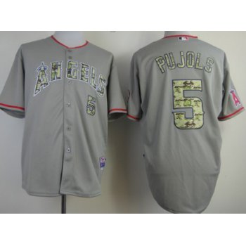 LA Angels of Anaheim #5 Albert Pujols Gray With Camo Jersey