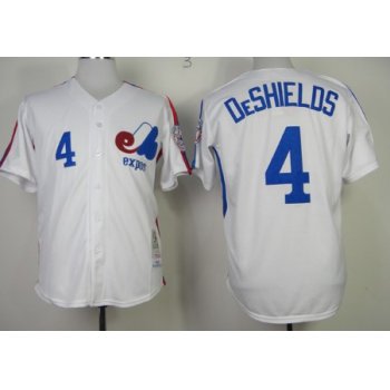 Montreal Expos #4 Delino DeShields 1982 White Throwback Jersey