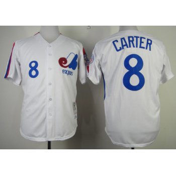 Montreal Expos #8 Gray Carter 1982 White Throwback Jersey