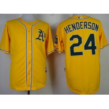 Oakland Athletics #24 Rickey Henderson Yellow Jersey