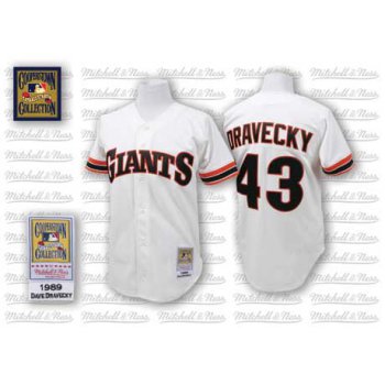 San Francisco Giants #43 Dave Dravecky 1989 White Throwback Jersey