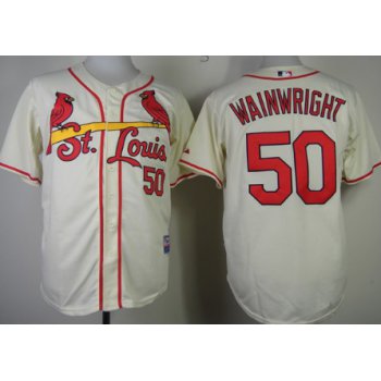 St. Louis Cardinals #50 Adam Wainwright Cream Jersey