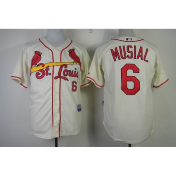 St. Louis Cardinals #6 Stan Musial Cream Cool Base Jersey