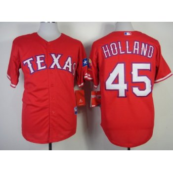 Texas Rangers #45 Derek Holland 2014 Red Jersey