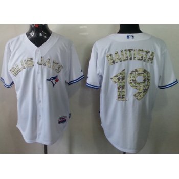 Toronto Blue Jays #19 Jose Bautista White With Camo Jersey