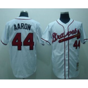 Atlanta Braves #44 Hank Aaron White Throwback Jersey