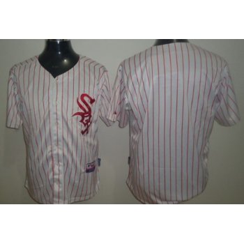 Chicago White Sox Blank White With Red Pinstripe Jersey